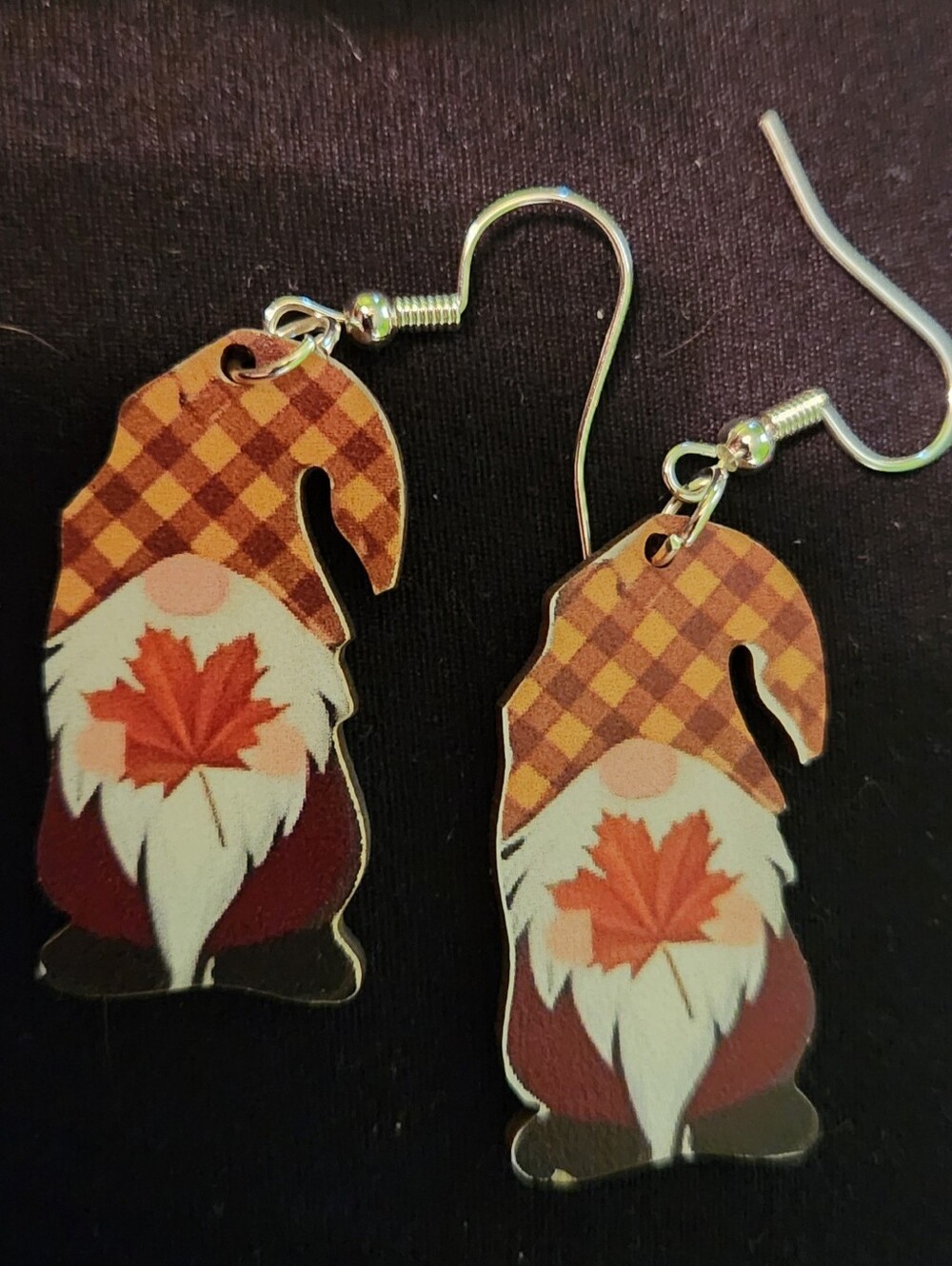 🎉 Fall Themed Wooden Gnome Earrings